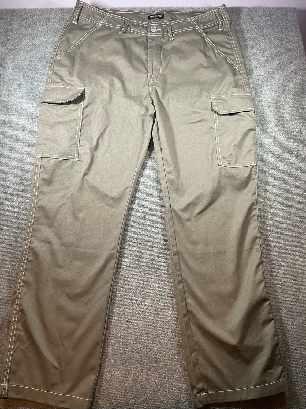 True Religion Men's Baggy Green Cargo Pants